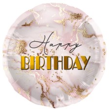 Balloon 'Happy Birthday' Marble Pink